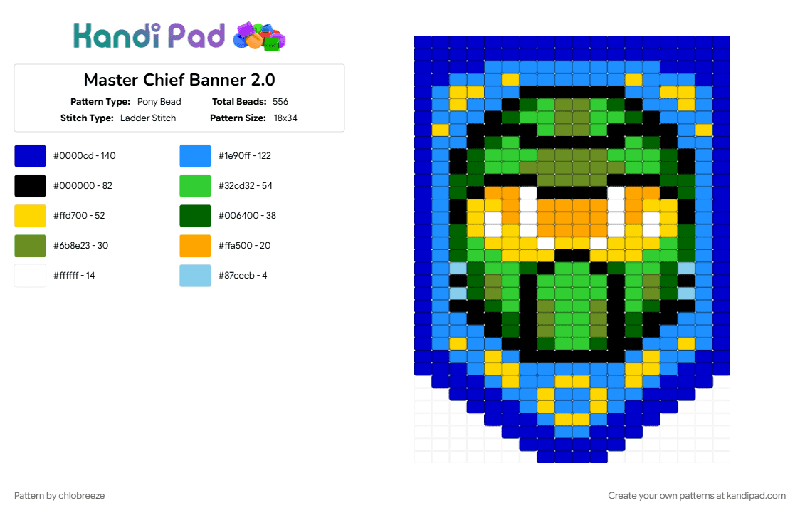 Master Chief Banner 2.0 - Pony Bead Pattern by chlobreeze on Kandi Pad - banner, green, halo, light blue, master chief, purple