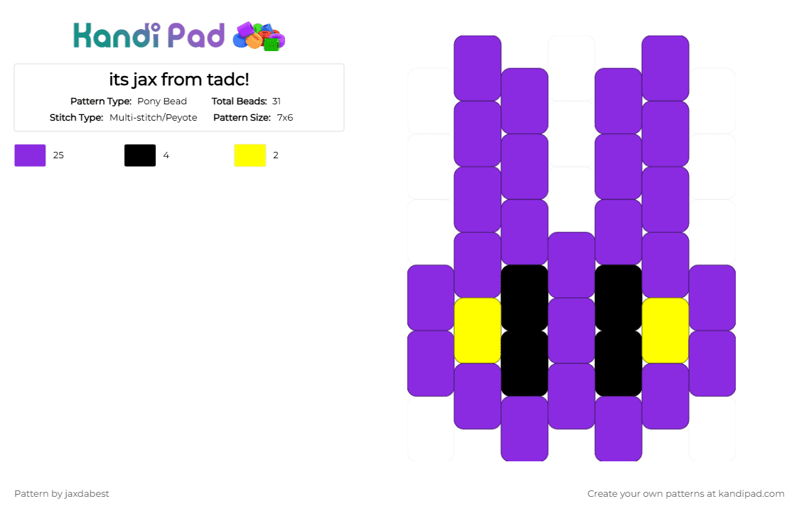 its jax from tadc! - Pony Bead Pattern by jax_is_h3r3 on Kandi Pad - purple