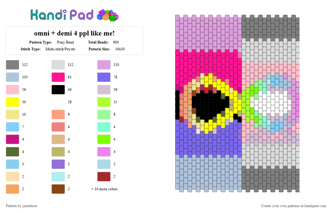 omni + demi 4 ppl like me! - Pony Bead Pattern by jaxdabest on Kandi Pad - pink,gray,light blue,blue