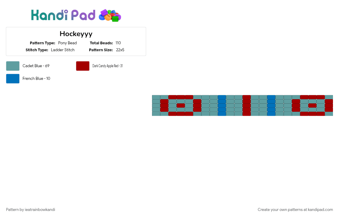 Hockeyyy - Pony Bead Pattern by ieatrainbowkandi on Kandi Pad - cotdhockey, teal