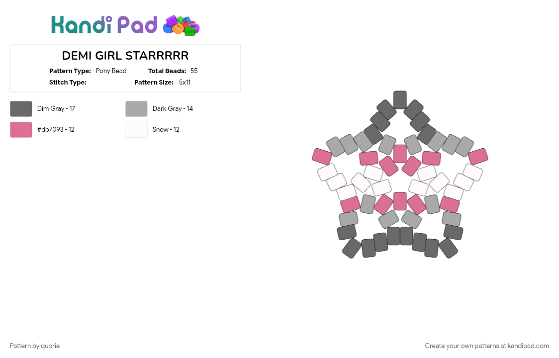 DEMI GIRL STARRRRR - Pony Bead Pattern by quorie on Kandi Pad - beige, demigirl, gray, pride