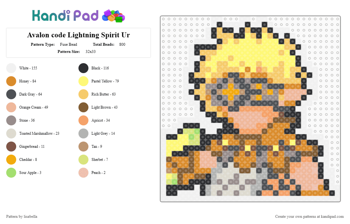Avalon code Lightning Spirit Ur - Fuse Bead Pattern by lisabella on Kandi Pad - avalon code, beige, game, gray, orange, yellow
