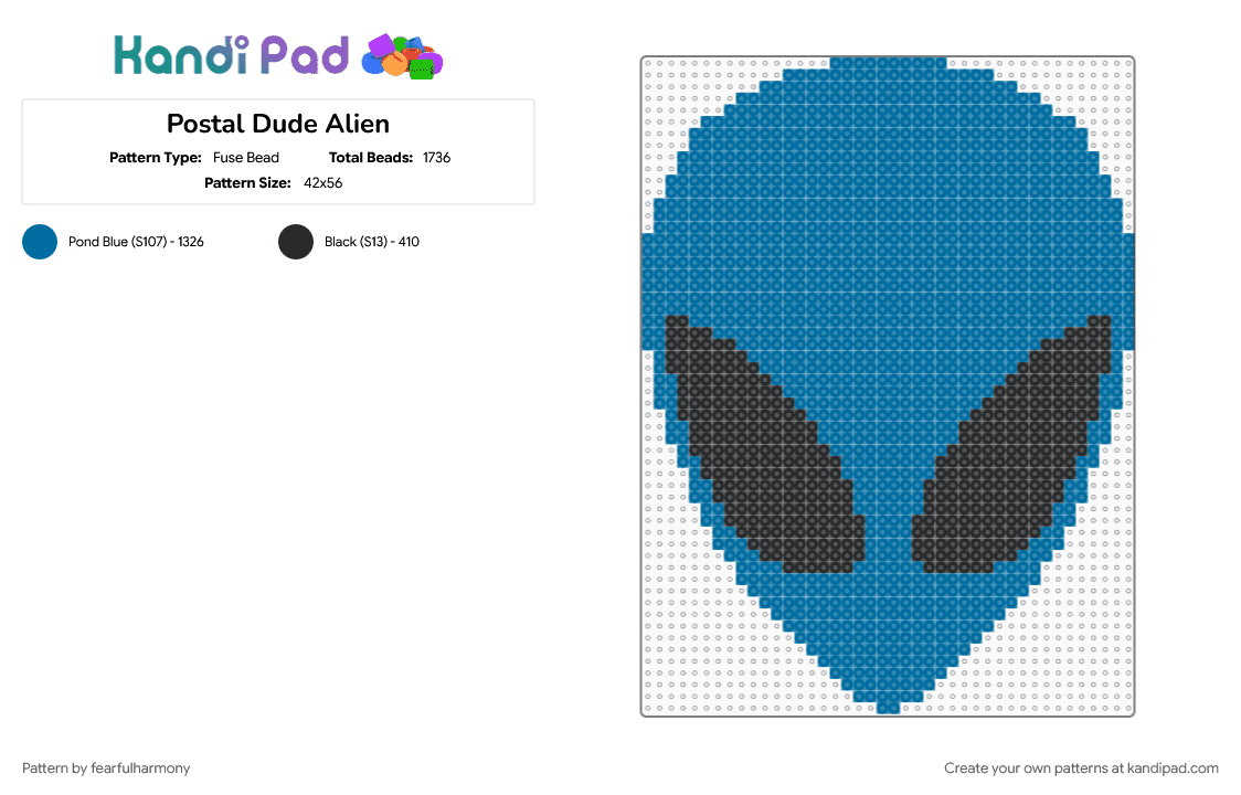 Postal 2 Dude Alien - Fuse Bead Pattern by fearfulharmony on Kandi Pad - alien, black, blue, postal, postal 2, video games