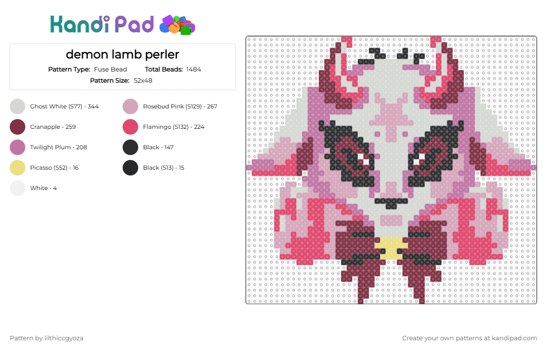 demon lamb perler - Fuse Bead Pattern by lilthiccgyoza on Kandi Pad - brown,pink