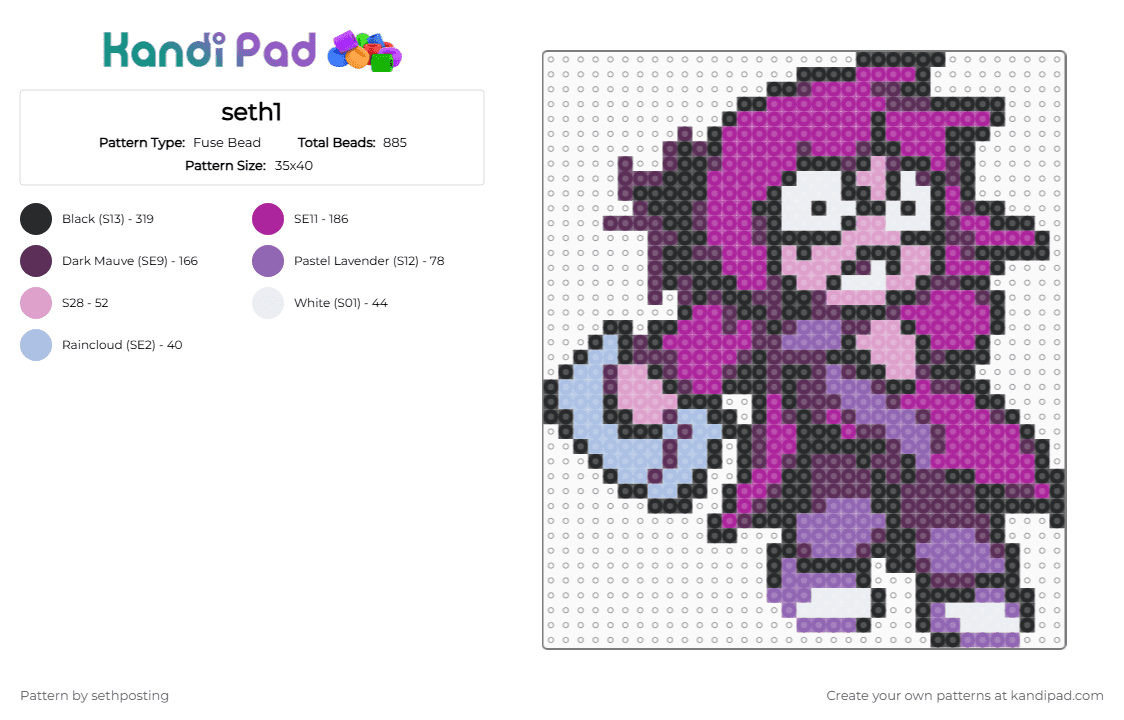 seth deltarune - Fuse Bead Pattern by sethposting on Kandi Pad - deltarune, pink, seth