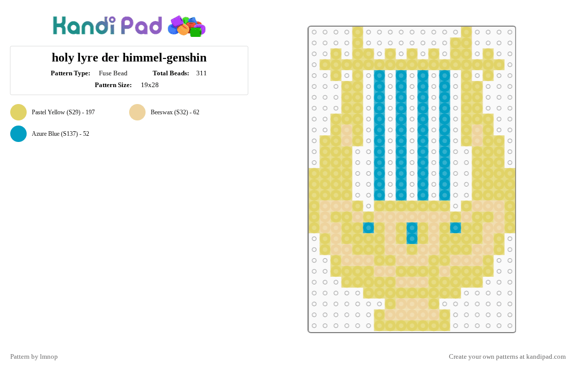holy lyre der himmel-genshin - Fuse Bead Pattern by lmnop on Kandi Pad - yellow