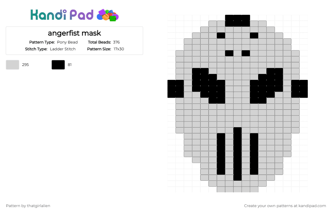angerfist mask - Pony Bead Pattern by thatgirlalien on Kandi Pad - white