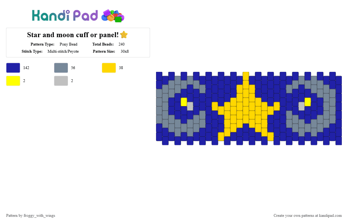 Star and moon cuff or panel!⭐ - Pony Bead Pattern by froggy_with_wings on Kandi Pad - purple