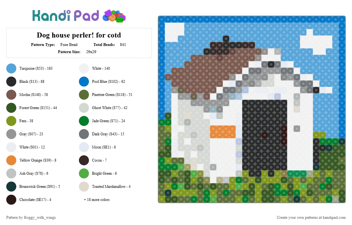 Dog house perler! for cotd - Fuse Bead Pattern by froggy_with_wings on Kandi Pad - colorful, cotdanimalshelter, gold, light blue, tan
