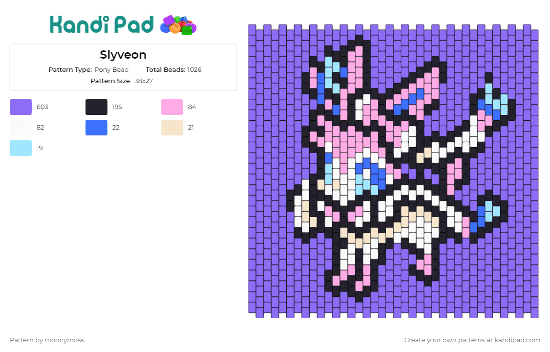 Slyveon - Pony Bead Pattern by moonymoss on Kandi Pad - pokemon,sylveon,panel,anime,tv shows