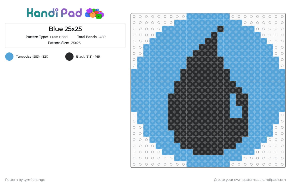 Blue 25x25 - Fuse Bead Pattern by tym4change on Kandi Pad - black, light blue