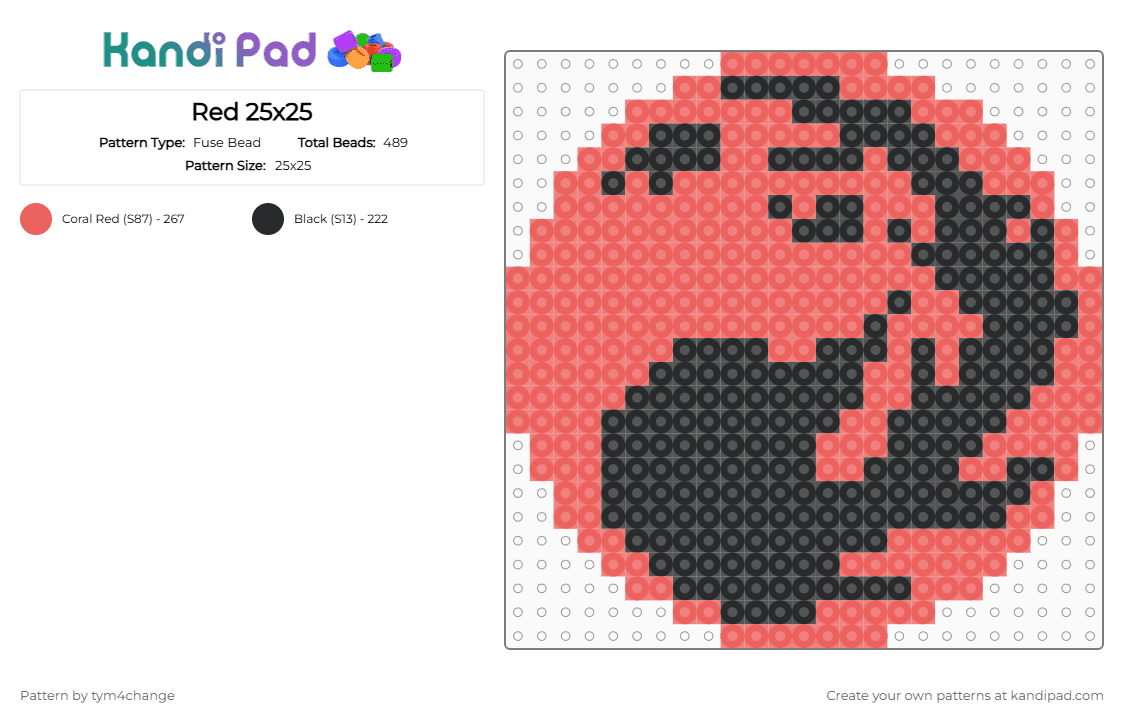 Red 25x25 - Fuse Bead Pattern by tym4change on Kandi Pad - black, red
