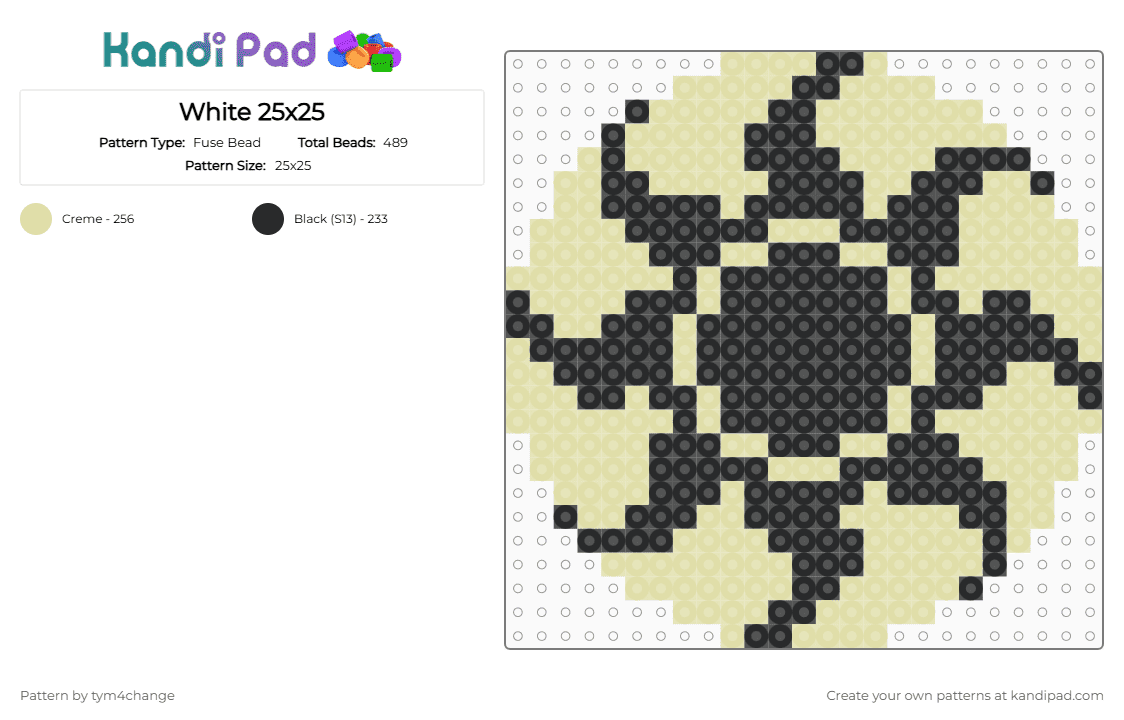 White 25x25 - Fuse Bead Pattern by tym4change on Kandi Pad - black, yellow