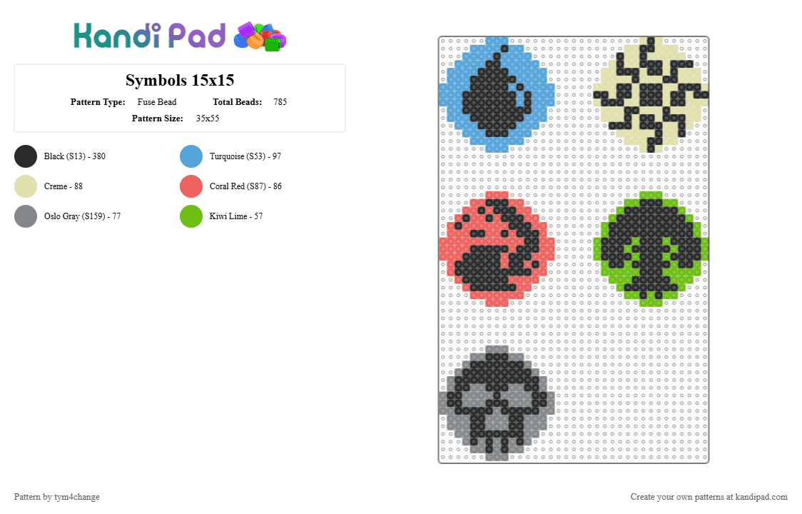 Symbols 15x15 - Fuse Bead Pattern by tym4change on Kandi Pad - mtg,magic the gathering,gaming,black,yellow,gray,colorful