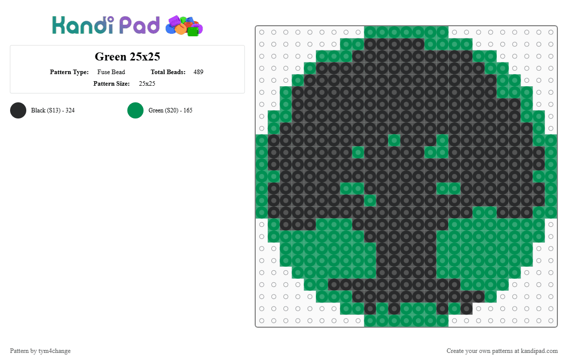 Green 25x25 - Fuse Bead Pattern by tym4change on Kandi Pad - black, green