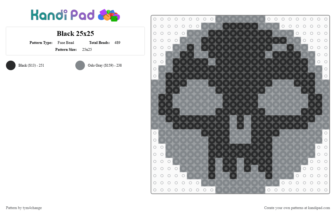 Black 25x25 - Fuse Bead Pattern by tym4change on Kandi Pad - gray,black