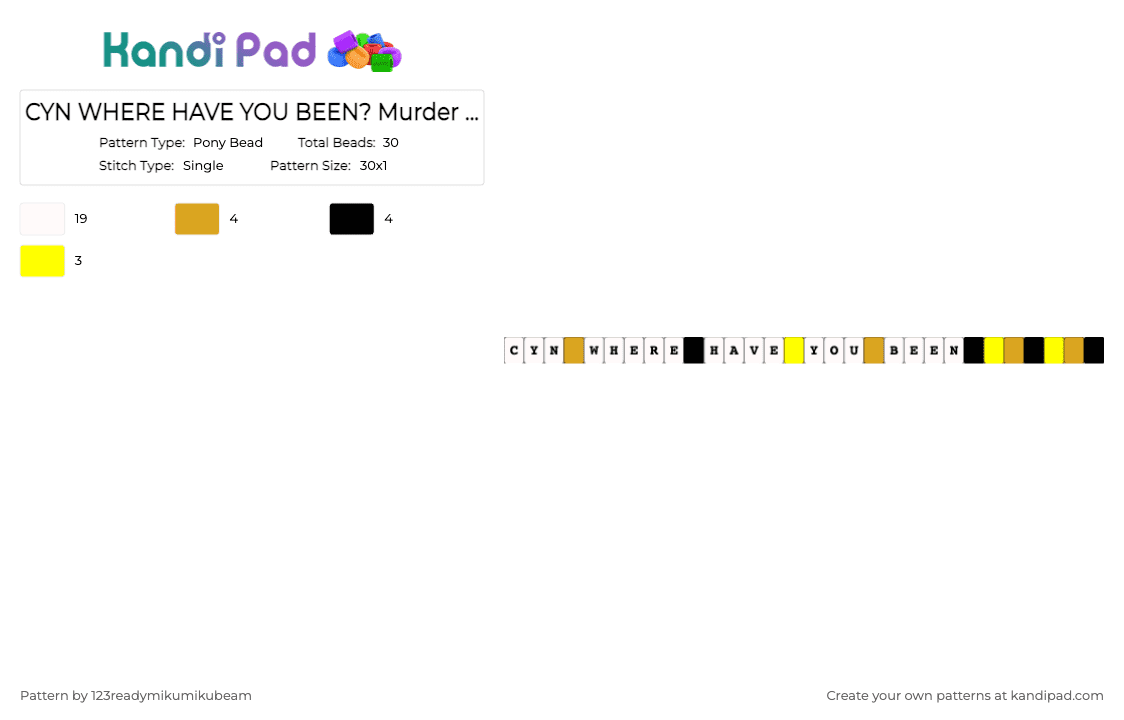 CYN WHERE HAVE YOU BEEN? Murder Drones - Pony Bead Pattern by 123readymikumikubeam on Kandi Pad - white,orange,yellow