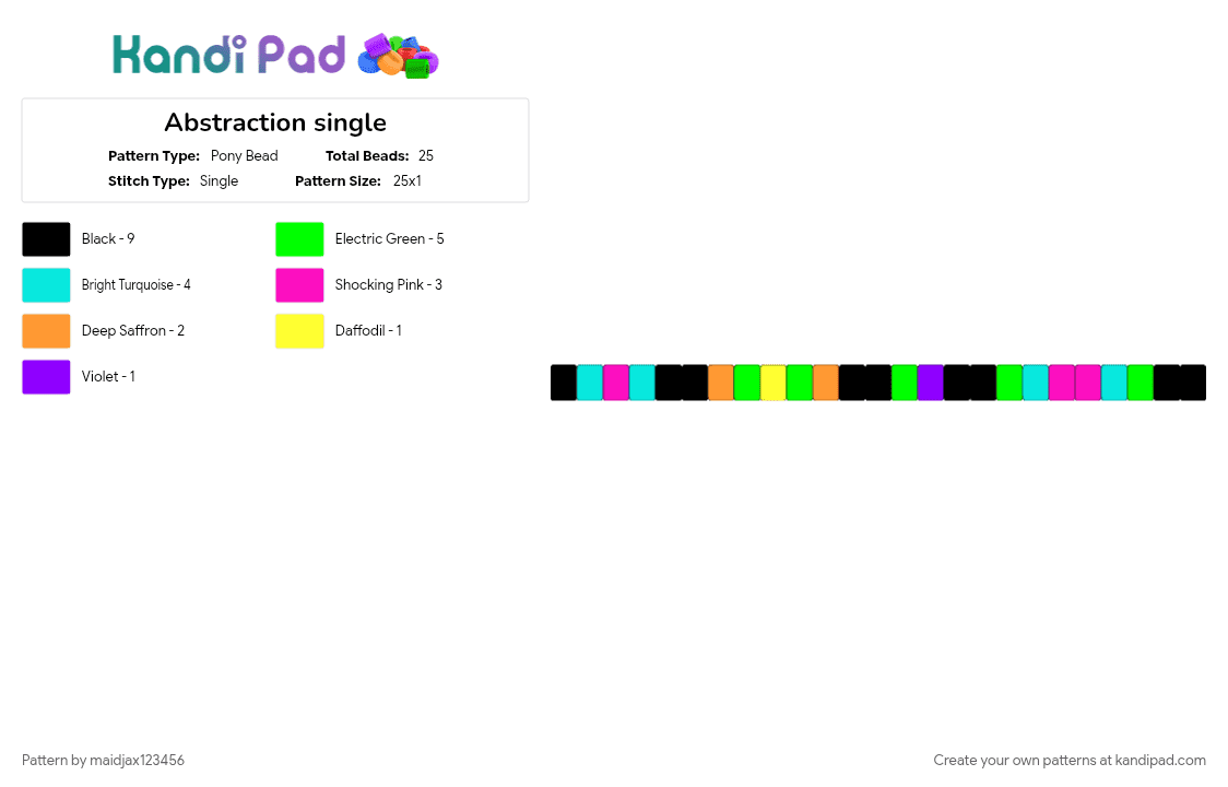 Abstraction single - Pony Bead Pattern by maidjax123456 on Kandi Pad - green, light blue, pink