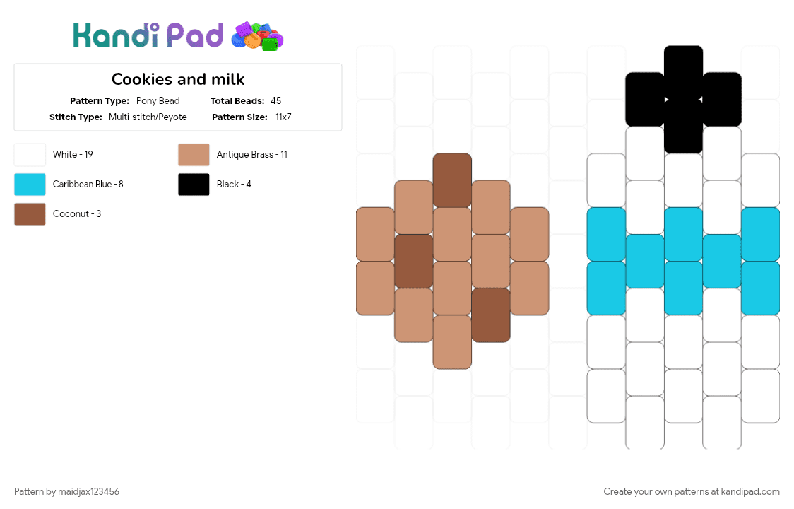 Cookies and milk - Pony Bead Pattern by maidjax123456 on Kandi Pad - beige, light blue