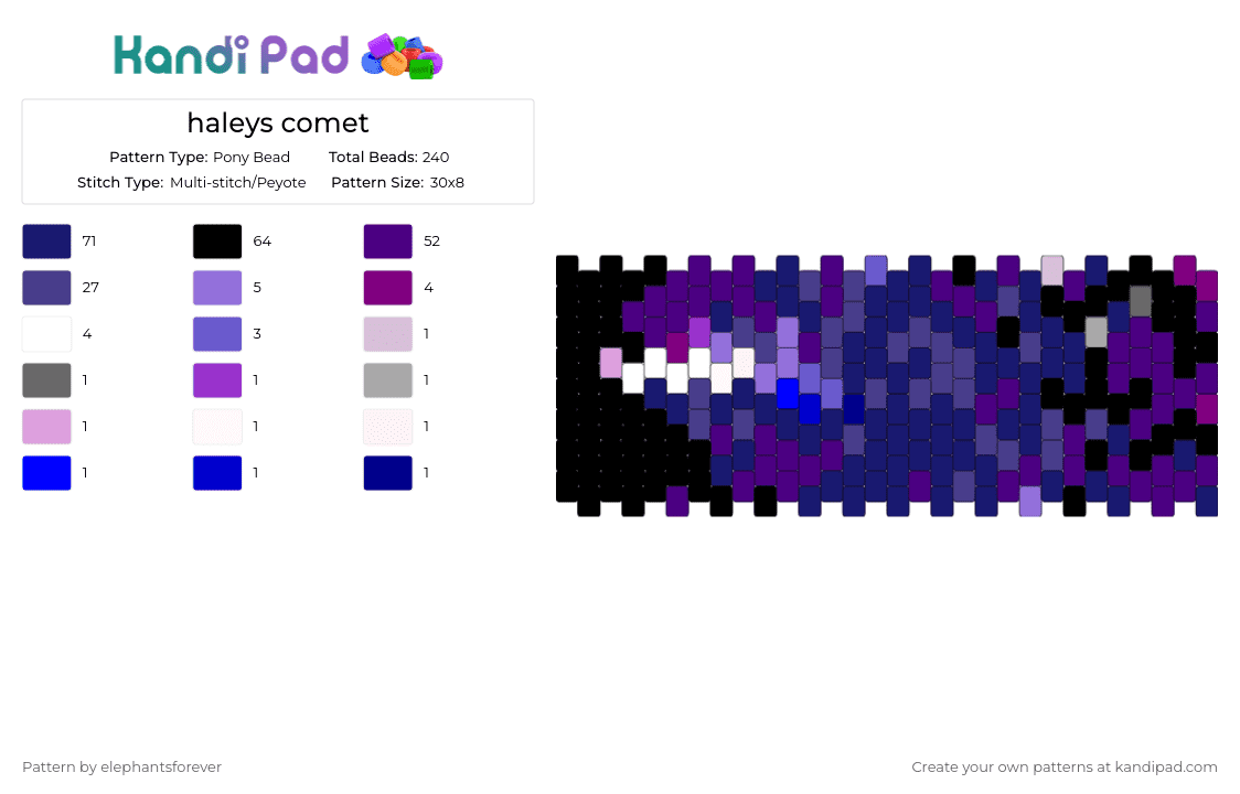 haleys comet - Pony Bead Pattern by elephantsforever on Kandi Pad - purple
