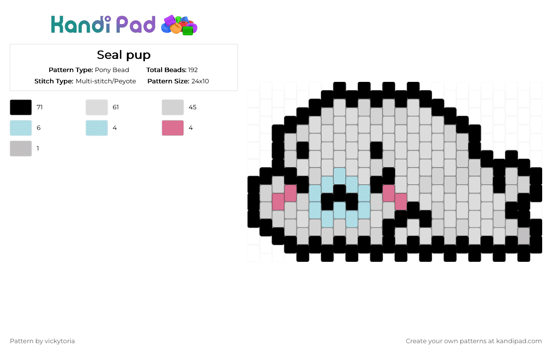 Seal pup - Pony Bead Pattern by vickytoria on Kandi Pad - light blue, white