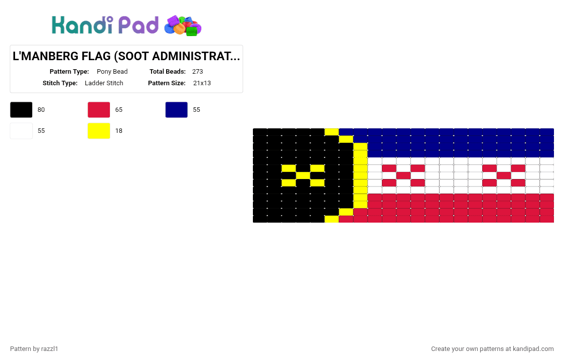 L\'MANBERG FLAG (SOOT ADMINISTRATION) - Pony Bead Pattern by razzl1 on Kandi Pad - purple, red