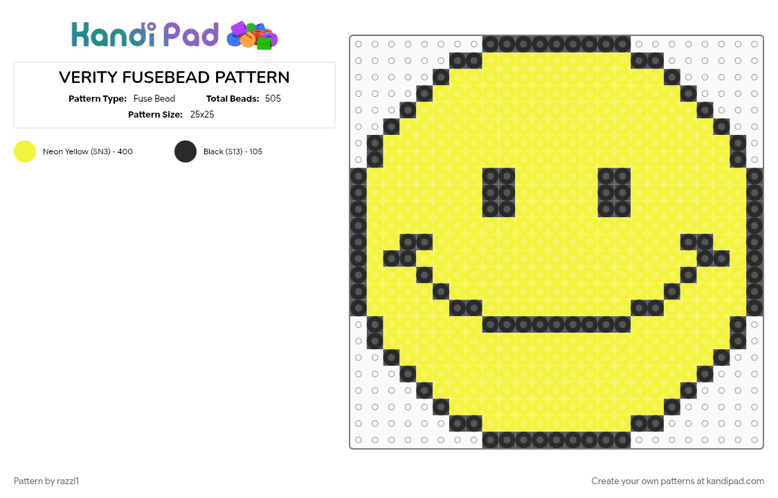 VERITY FUSEBEAD PATTERN - Fuse Bead Pattern by razzl1 on Kandi Pad - yellow