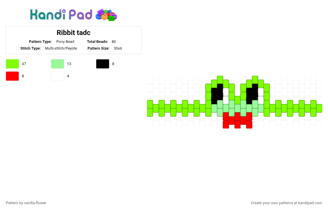 Ribbit tadc - Pony Bead Pattern by vanilla-flower on Kandi Pad - green