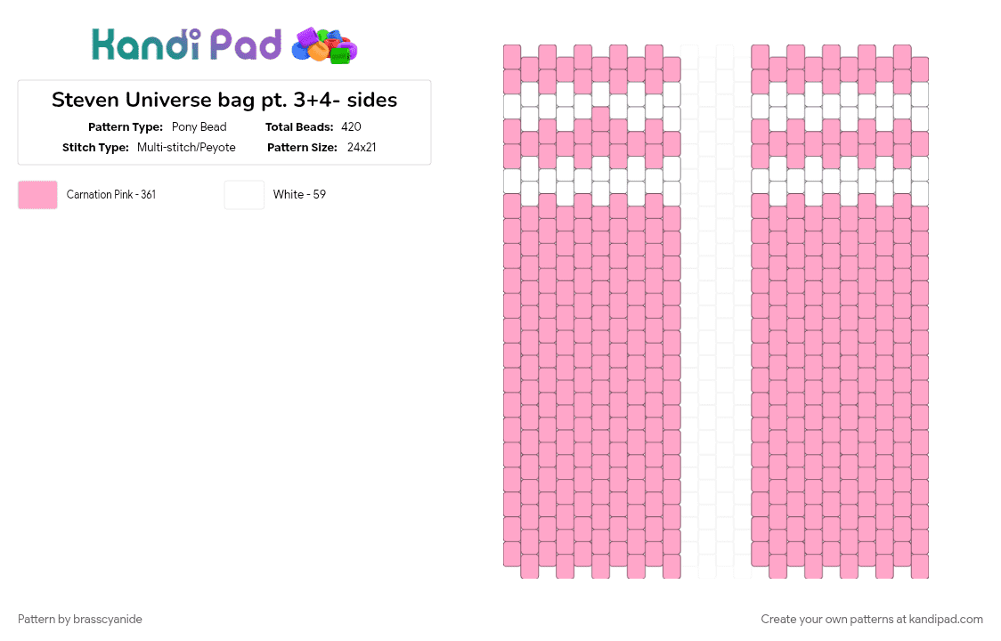 Steven Universe bag pt. 3+4- sides - Pony Bead Pattern by brasscyanide on Kandi Pad - bag, panel, pink, steven universe