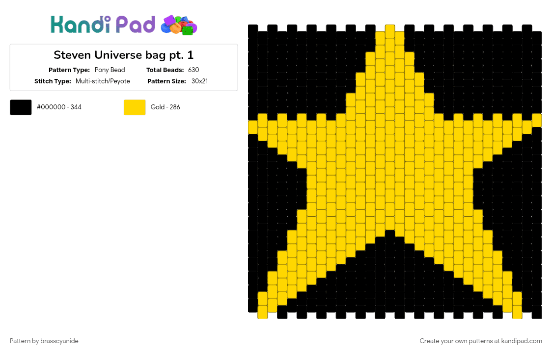 Steven Universe bag pt. 1 - Pony Bead Pattern by brasscyanide on Kandi Pad - bag, black, blue diamond, panel, pink diamond, steven universe, white diamond, yellow, yellow diamond