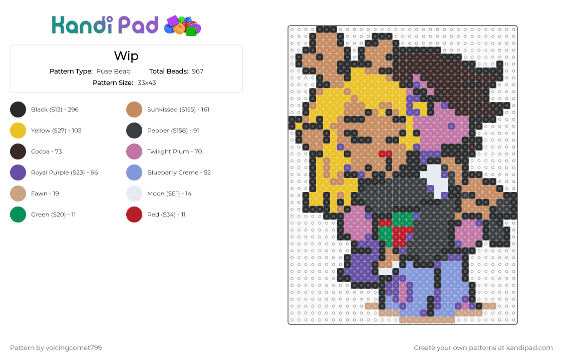 Susie Holding Noelle :3 - Fuse Bead Pattern by voicingcomet799 on Kandi Pad - black,pink,yellow,brown,colorful,susie,susie deltarune,noelle,noelle deltarune,cute,couple,queer,lesbian