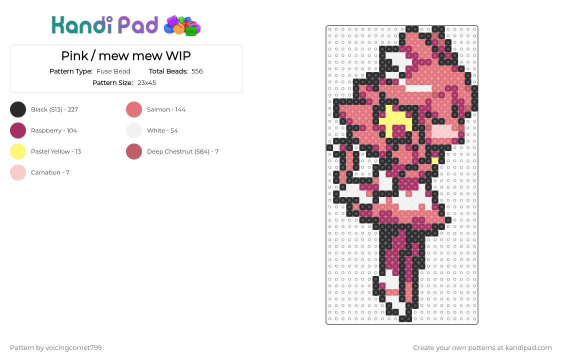 Pink / mew mew kiss sprite w/o kris - Fuse Bead Pattern by voicingcomet799 on Kandi Pad - pink,red,mew mew,deltarune,cute,mew mew deltarune,kiss,hearts
