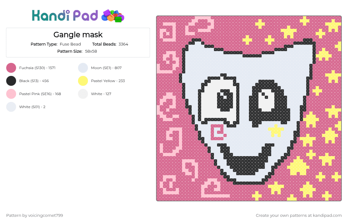 Gangle mask CoTD - Fuse Bead Pattern by voicingcomet799 on Kandi Pad - abstragedy, character, cotdswirls, gangle, print, tadc, tadc gangle, zooble