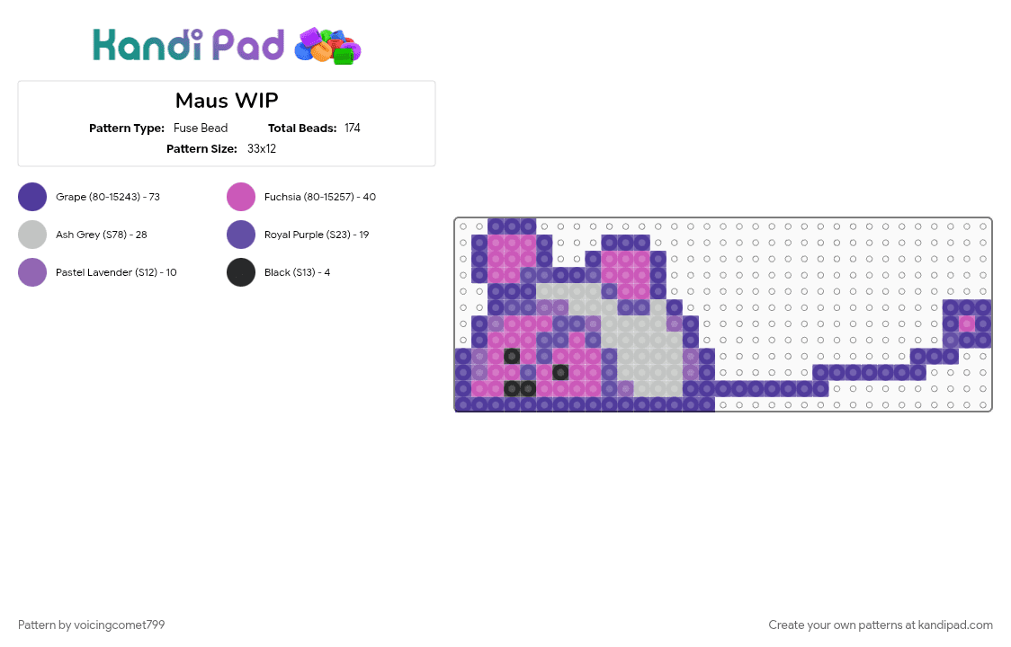 Maus Deltarune - Fuse Bead Pattern by voicingcomet799 on Kandi Pad - computer mouse, deltarune, deltarune chapter 2, maus, mouse, video game