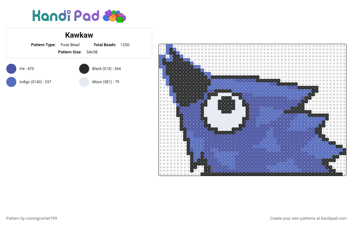 Kawkaw - Fuse Bead Pattern by voicingcomet799 on Kandi Pad - blue,purple,kawkaw,kawkaw deltarune,deltarune,deltarune ch5,bird,silly,cute