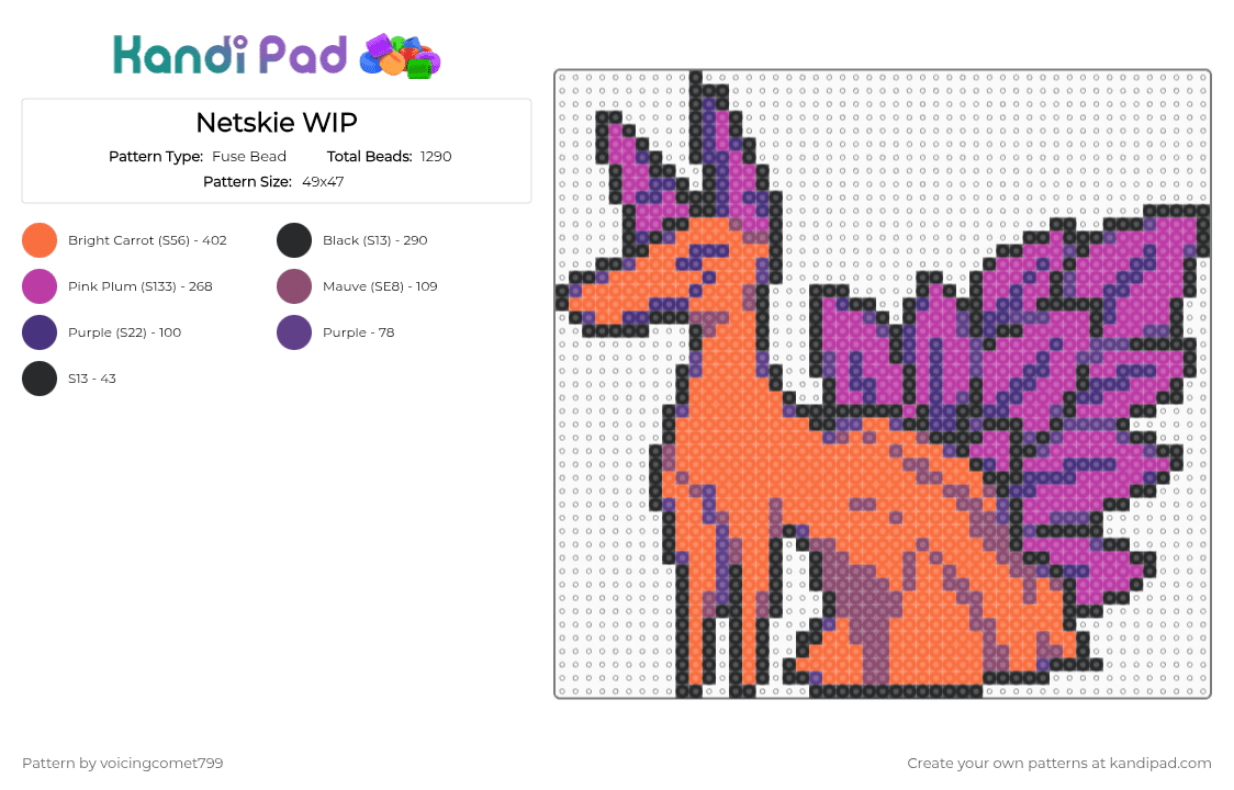 Netskie Deltarune - Fuse Bead Pattern by voicingcomet799 on Kandi Pad - pink,orange,netskie,netskie deltarune,plant,pot,character,fox