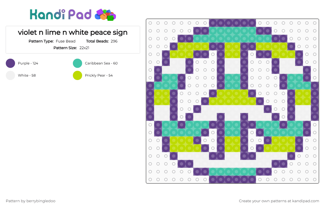 pretti kool kolorz peace sign - Fuse Bead Pattern by berrybingledoo on Kandi Pad - purple