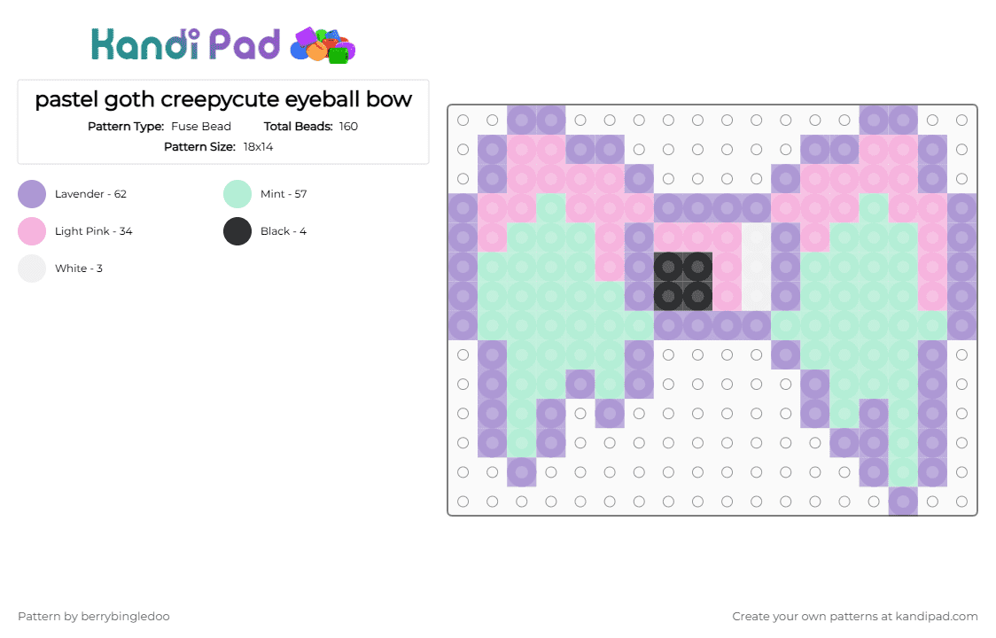 pastel goth creepycute eyeball bow - Fuse Bead Pattern by berrybingledoo on Kandi Pad - bow, creepycute, eyeball bow, light blue, pastel, pastel goth, pink