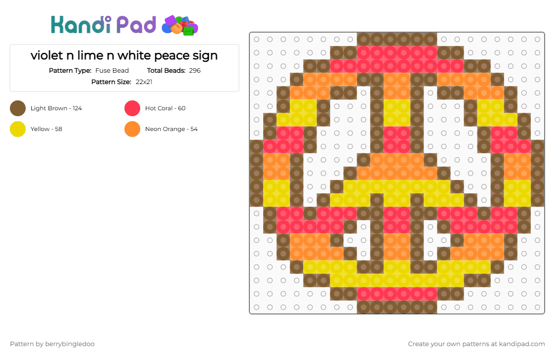pretti warm kolorz peace sign - Fuse Bead Pattern by berrybingledoo on Kandi Pad - tan