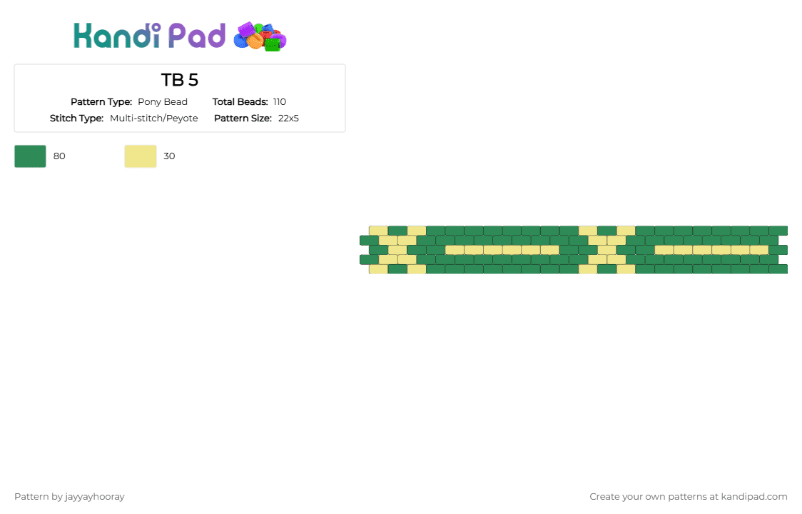 TB 5 - Pony Bead Pattern by jayyayhooray on Kandi Pad - green, riot fest, yellow