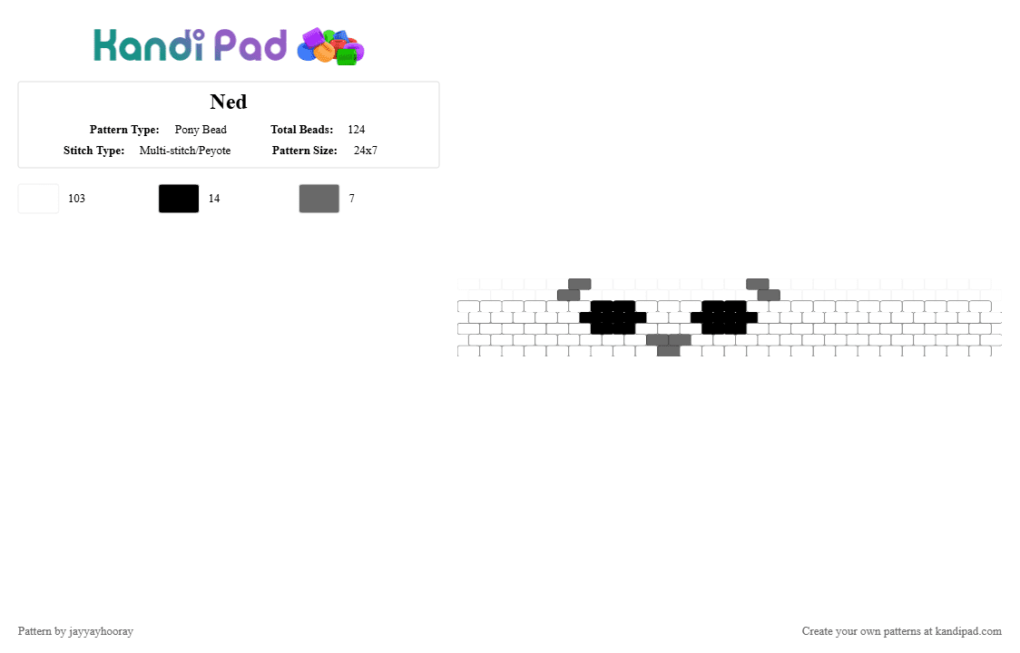 Ned - Pony Bead Pattern by jayyayhooray on Kandi Pad - riot fest, white
