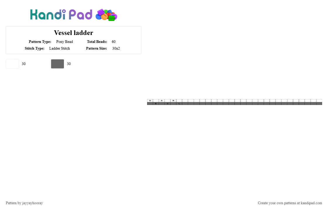 Vessel ladder - Pony Bead Pattern by jayyayhooray on Kandi Pad - gray, riot fest, white