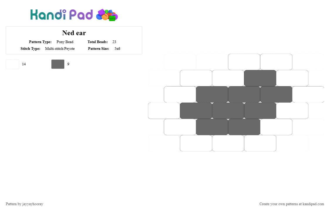 Ned ear - Pony Bead Pattern by jayyayhooray on Kandi Pad - riot fest