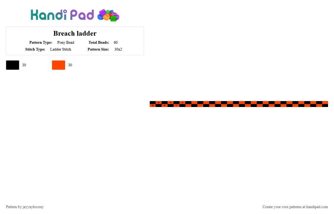 Breach ladder - Pony Bead Pattern by jayyayhooray on Kandi Pad - black, red
