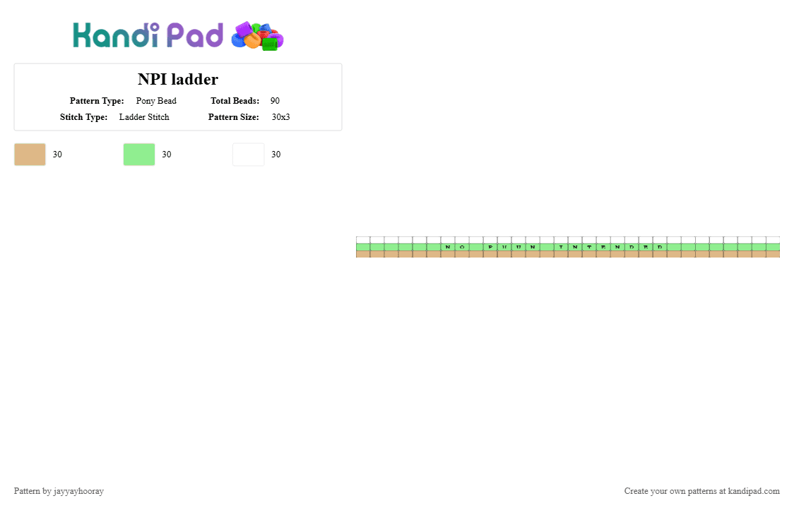 NPI ladder - Pony Bead Pattern by jayyayhooray on Kandi Pad - beige, riot fest, teal