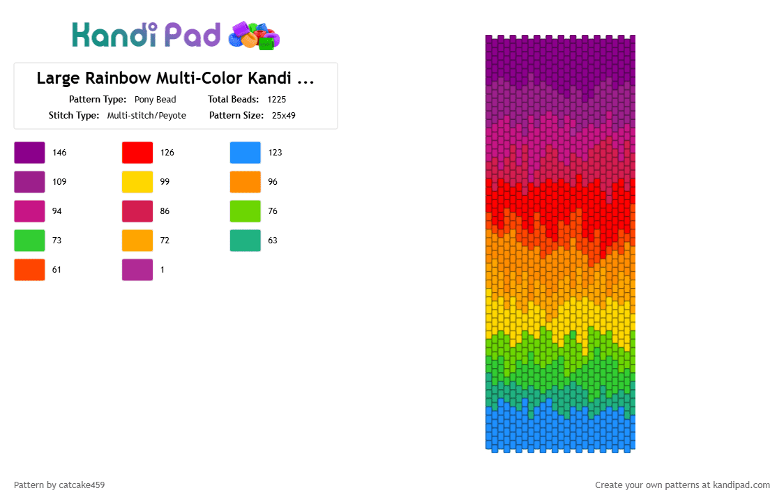 Large Dripping Rainbow Multi-Color Kandi Pannel - Pony Bead Pattern by catcake459 on Kandi Pad - red,pink,orange