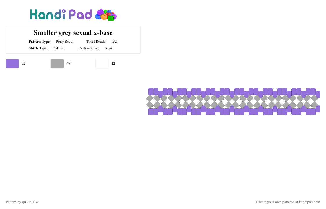 Smoller grey sexual x-base - Pony Bead Pattern by qu33r_l3w on Kandi Pad - purple,beige