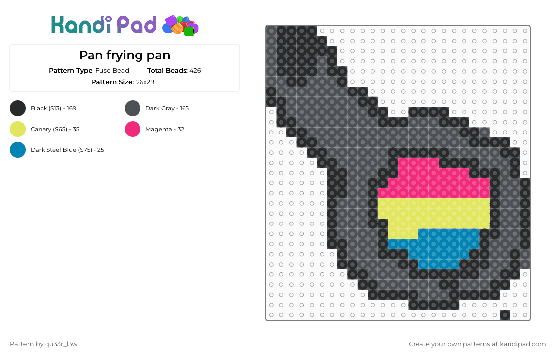 Pan frying pan - Fuse Bead Pattern by qu33r_l3w on Kandi Pad - gray