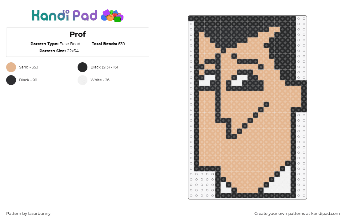 Prof - Fuse Bead Pattern by lazorbunny on Kandi Pad - professor,powerpuff girls,science,cartoon,character,tv show,tan,black