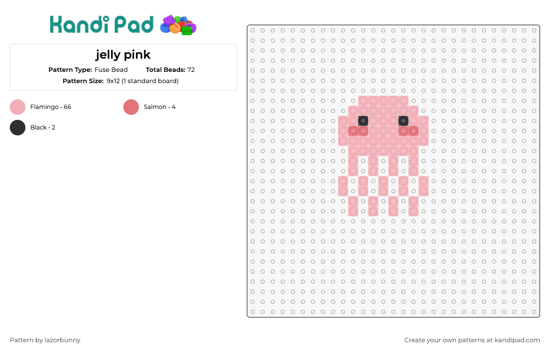 jelly pink - Fuse Bead Pattern by lazorbunny on Kandi Pad - jellyfish,marine,cute,small,pink
